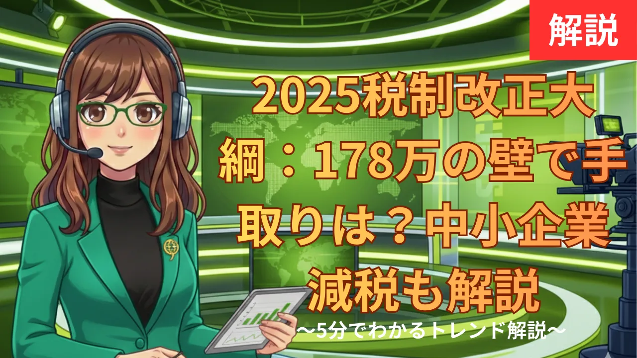 2025税制改正大綱：178万の壁で手取りは？中小企業減税も解説