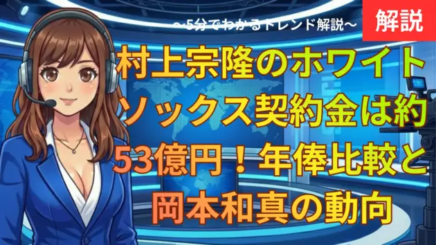 村上宗隆のホワイトソックス契約金は約53億円！年俸比較と岡本和真の動向