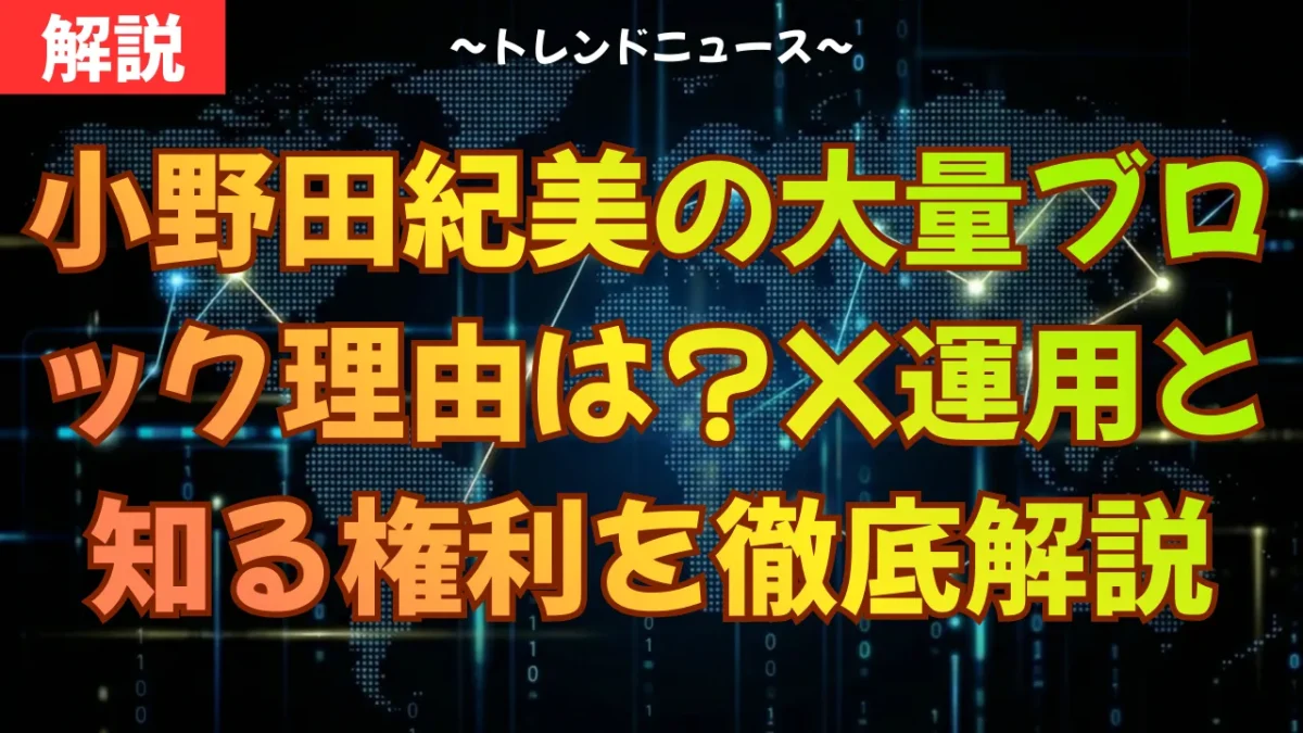 小野田紀美の大量ブロック理由は？X運用と知る権利を徹底解説