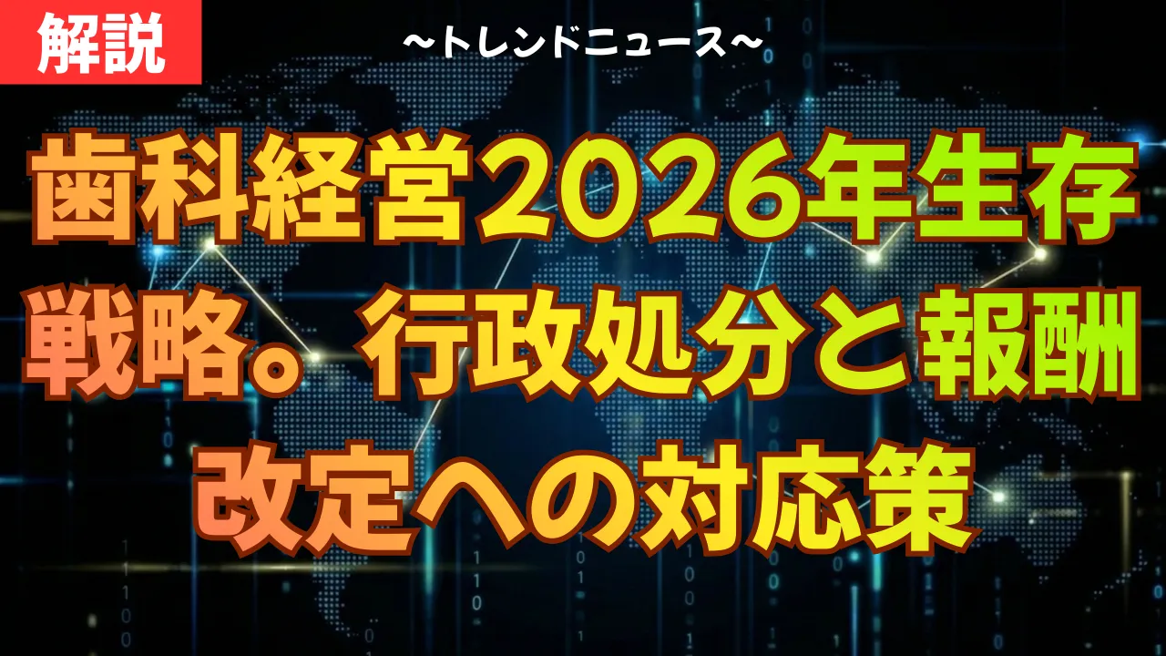 歯科経営2026年生存戦略。行政処分と報酬改定への対応策