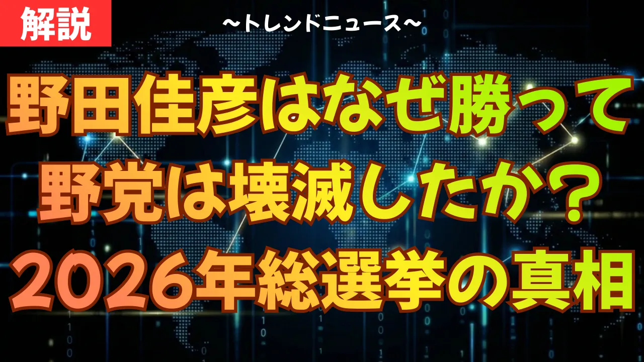 野田佳彦はなぜ勝って野党は壊滅したか？2026年総選挙の真相