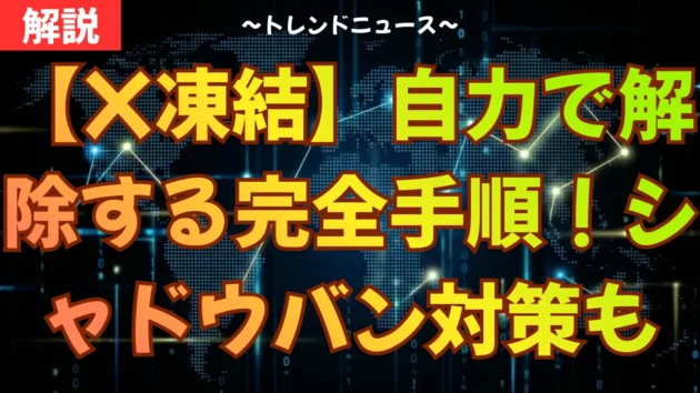 ▼テキストで詳しく確認したい方・英語の異議申し立てテンプレはこちら https://kenyaku.work/x-account-freeze-and-shadowban-countermeasures/ 突然インプレッションが激減したり、アカウントが止まったりしていませんか？本動画では、急増する「X凍結」や「シャドウバン」の原因と、確実に自力で解除するための具体的な手順を分かりやすく解説します。 ■ この動画を見るメリット ・自分が今どの制限を受けているか正確に診断できる ・シャドウバンや誤凍結を自力で直す最短の手順がわかる ・二度と制限を受けないための安全なアカウント運用法が身につく ■ 目次 00:00 なぜ突然インプレッションが消えたのか？ 00:52 シャドウバンと凍結の決定的な違い 01:54 要注意！4種類のシャドウバンと影響 02:40 アカウント制限が急増している「3つの理由」 04:33 確実！自分のアカウント状態を手動でチェック 05:37 シャドウバンを自力で直す3ステップ 06:18 凍結の解除方法（審査が早まる異議申し立ての裏技） 07:08 二度とバンされないための最強の予防策 動画が役に立った！という方は、ぜひ高評価とチャンネル登録をお願いいたします！