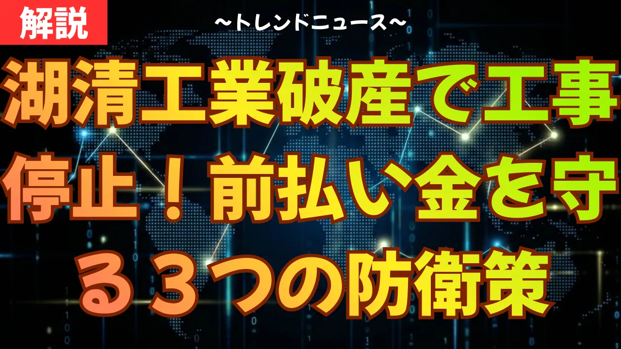 湖清工業　破産で工事停止！前払い金を守る３つの防衛策