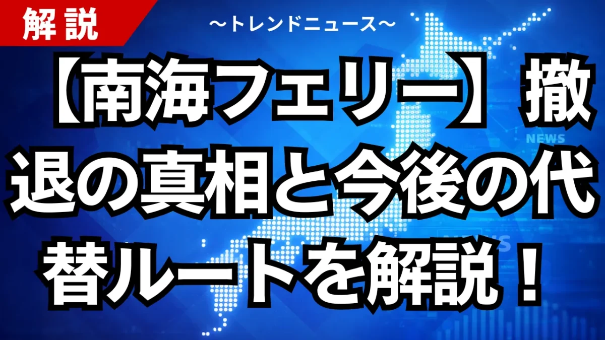 【南海フェリー】撤退の真相と今後の代替ルートを解説！