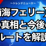 【南海フェリー】撤退の真相と今後の代替ルートを解説！