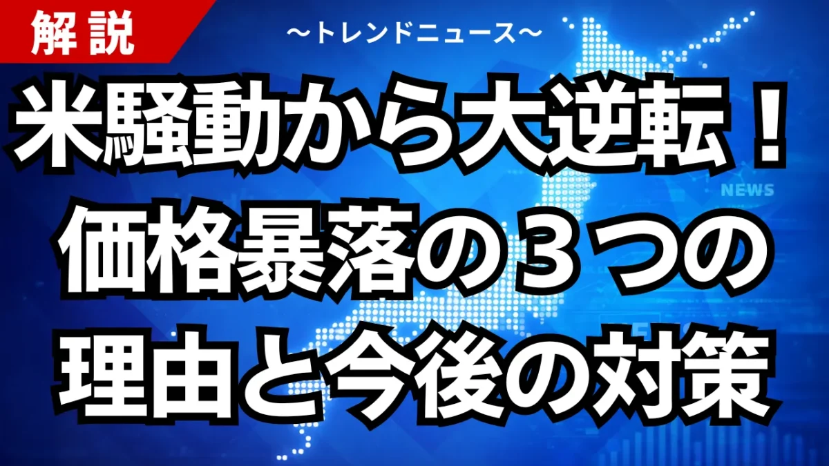 米騒動から大逆転！価格暴落の３つの理由と今後の対策