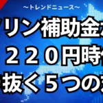 ガソリン補助金が枯渇？２２０円時代を生き抜く５つの対策