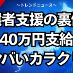 落選者支援の裏側！月40万円支給のヤバいカラクリ