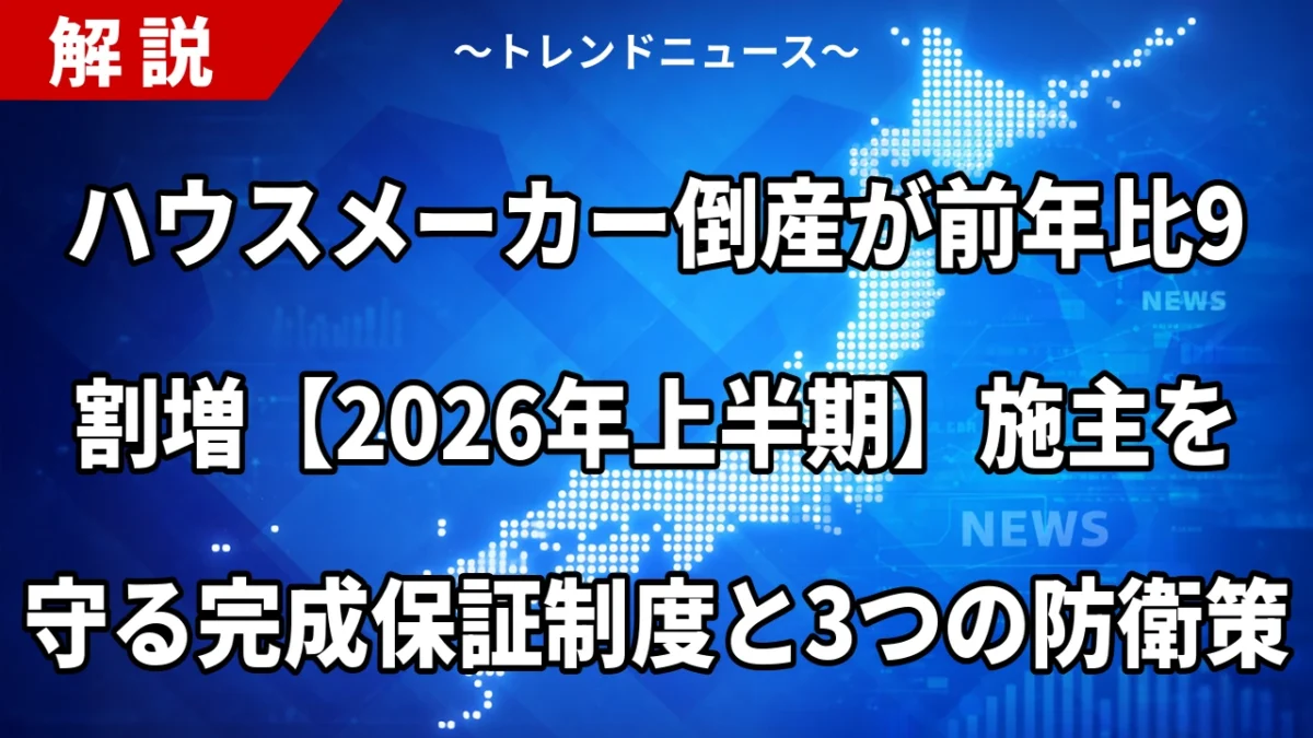 ハウスメーカー倒産が前年比9割増【2026年上半期】施主を守る完成保証制度と3つの防衛策