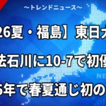 【2026夏・福島】東日大昌平が学法石川に10-7で初優勝、創部26年で春夏通じ初の甲子園