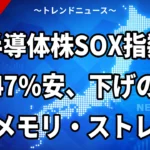 米半導体株SOX指数が3.47%安、下げの主役はメモリ・ストレージ