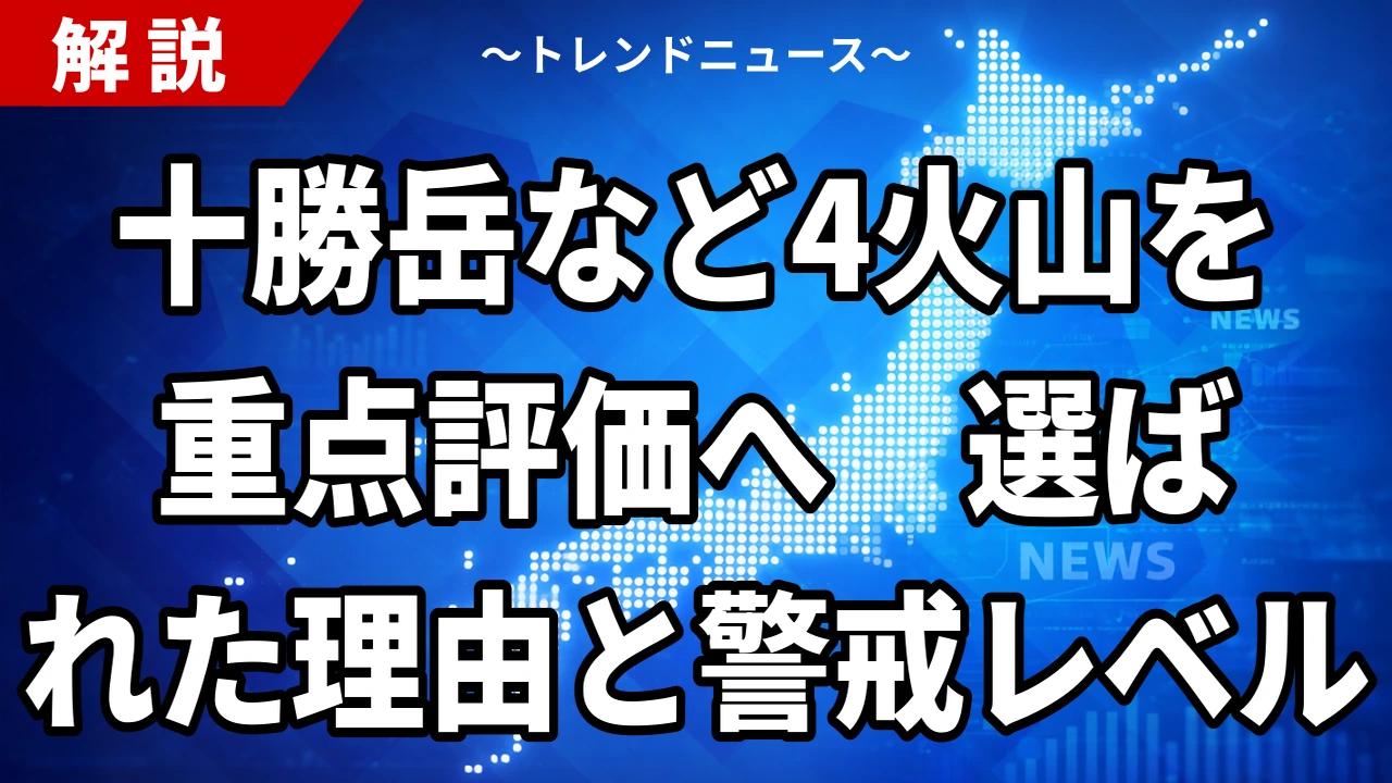 【10/19】火山の重点評価に十勝岳など4火山|駒ケ岳・吾妻山・阿蘇山の選定理由と警戒レベル